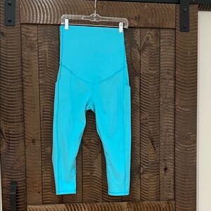 MATERNITY Aqua Capri Leggings with POCKETS